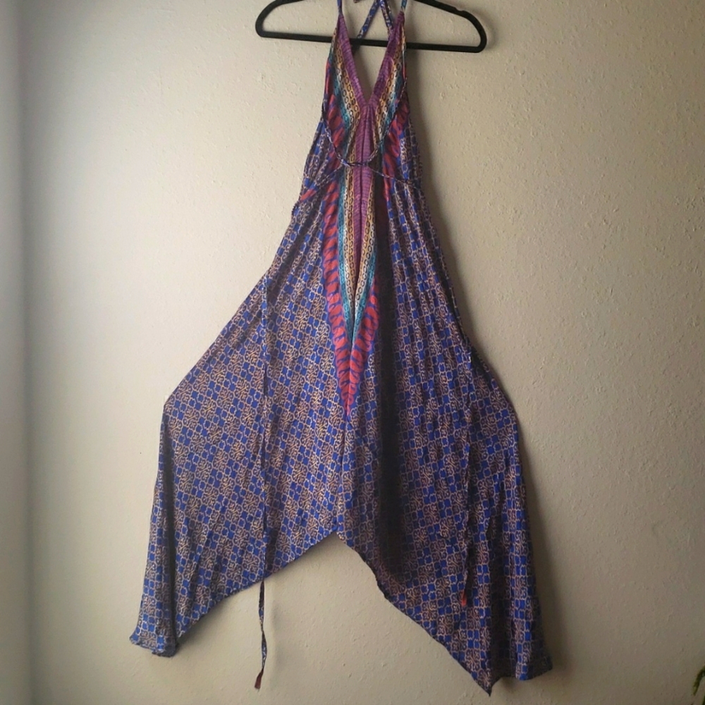 VINTAGE Sari Silk Halter Dress